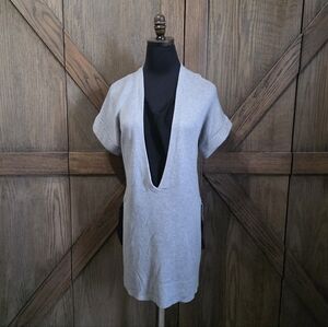 Robert Rodriguez Gray Deep V-Neck Knit Sweater